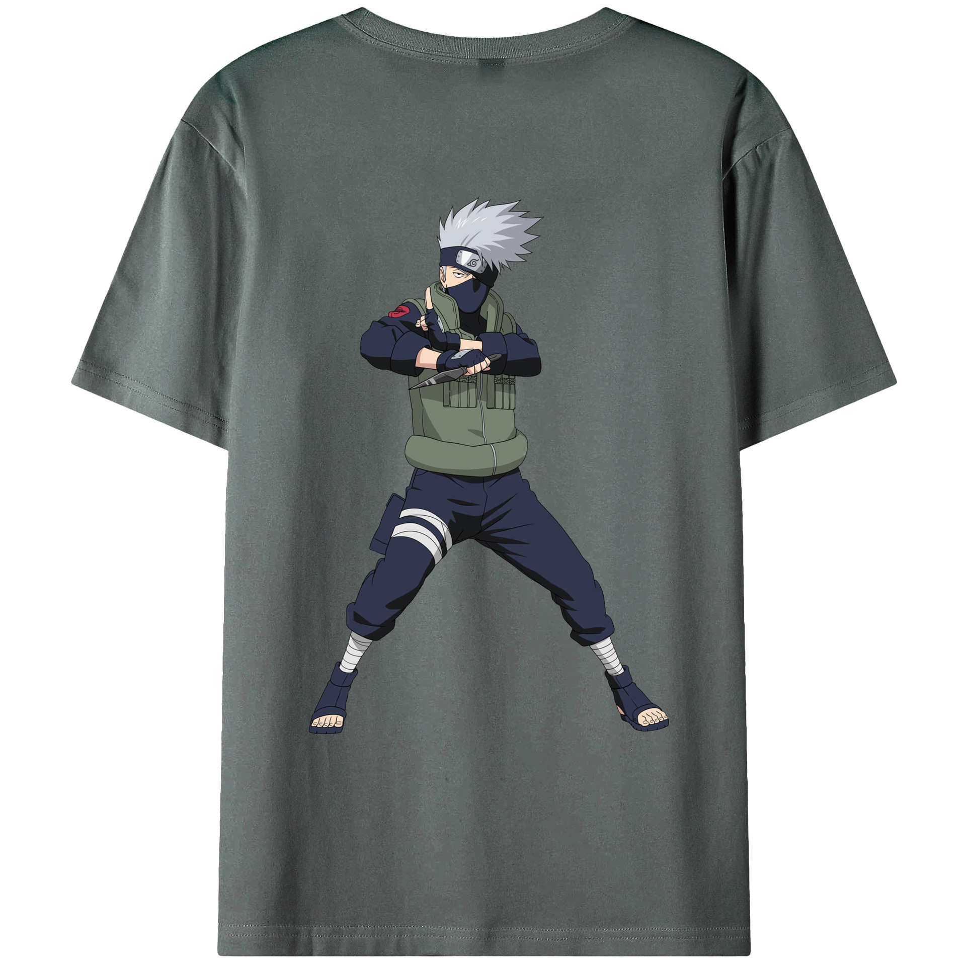 （画像用） NARUTO -ナルト- はたけ カカシ Hatake Kakashi 綿100％ メンズ半袖Tシャツ（バックプリント） 通気性